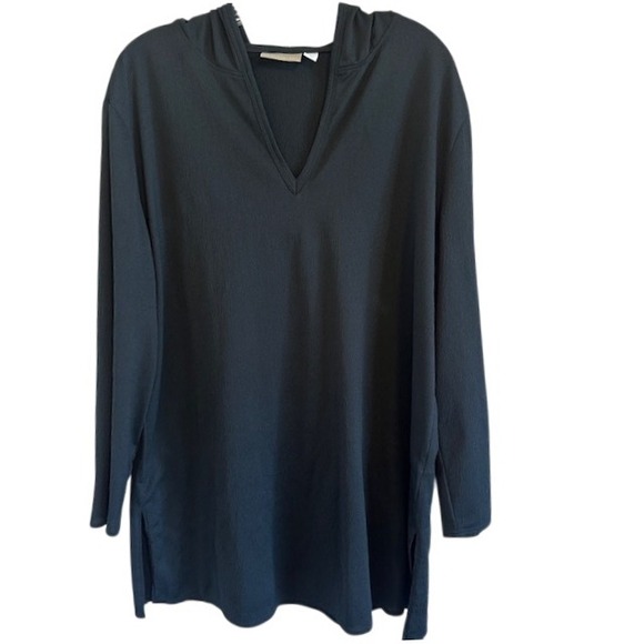 croft & barrow Tops - Croft & Barrow Women's Black V-Neck‎ Long Sleeve Hooded Tunic Shirt LG